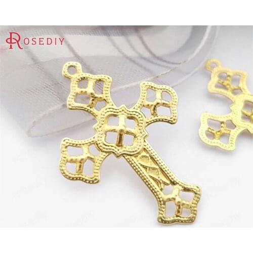 C967)50 pieces 26.5x19mm Not plated color Brass Cross Charms Pendants Diy Jewelry Findings Accessories Wholesale