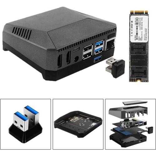 Argon One M.2 Case For Raspberry Pi 4 Model B M.2 Built-in to Case USB Aluminum 3.0 Fan UASP SSD Support Board SATA W7Q1