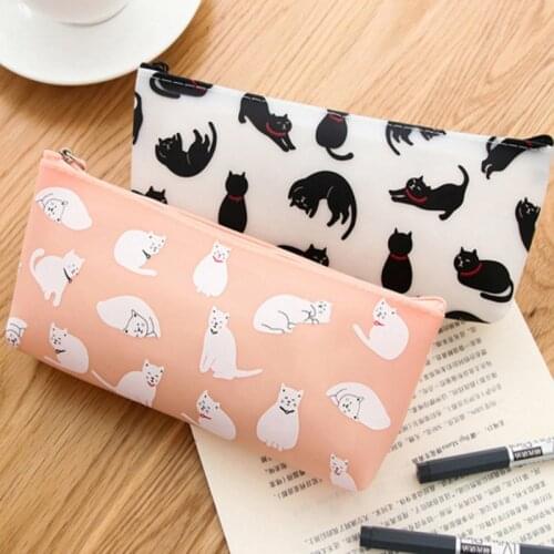 1Pcs/lot Black White Cat Silicone Pencils Case Material Escolar School Office Supplies Pencil Pouch for children Papelaria