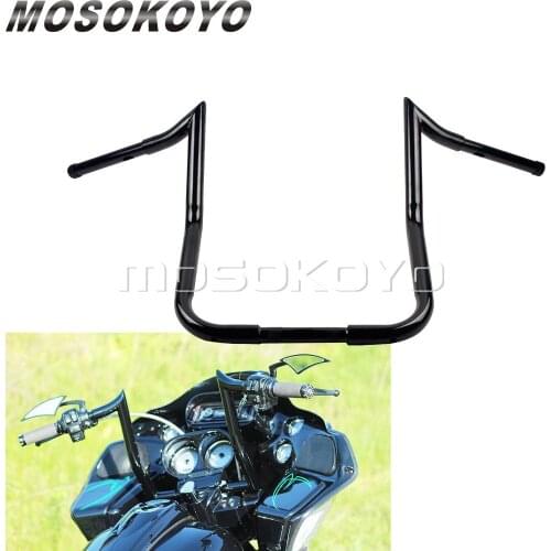 Black Hanger Drag Handlebar Batwing Fairing 14in 16in Rise Handlebar for Harley Touring Dressers Baggers FLH 1982-up