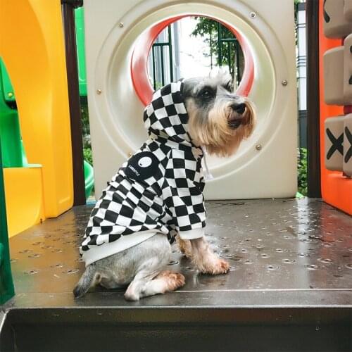Chihuahua Checkerboard Style Warm Plaid Hoodies Fashion Poodle Pomeranian Coat Pug Costume PC1260