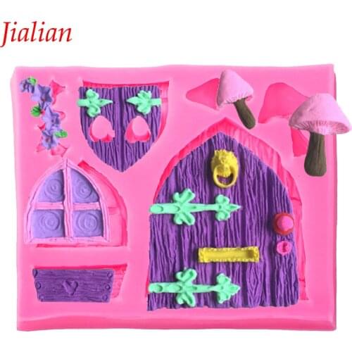 Wooden door shaped 3D Reverse sugar molding Food Grade silicone mould polymer clay molds chocolate cake decoration tools FT-0513