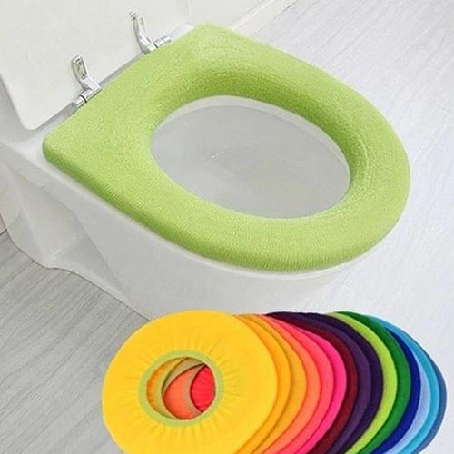 Home Bathroom Decoration Pure Color Warm Toilet Washable Seat Cover Pad Cushion