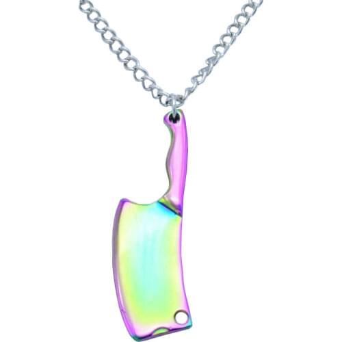 European and American Fashion Kitchen Knife Necklace Mens Cool Pendant Alloy Accessory Multi-Colored Options