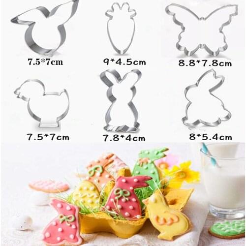 9 Shapes Rabbit Stainless Steel Mold Easter Egg Kitchen accessories 3D Cookie Cutter DIY Baking Decor Pastry Modelling Tools