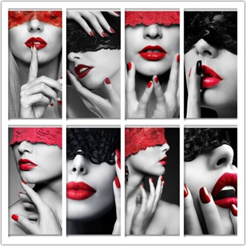 5d diy diamond painting Sexy Red Lips woman Cross Stitch crystal diamond puzzles diamond embroidery portrait 2020 New gift
