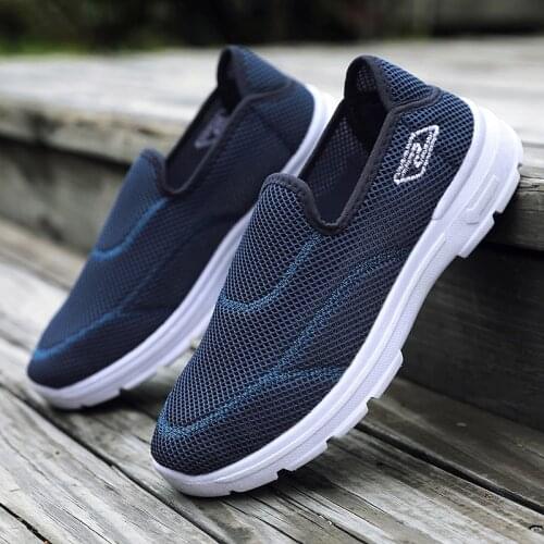 Casual Mens Running Shoes Breathable Slip On Loafers Cotton Male Sneakers Elderly Driving Shoes