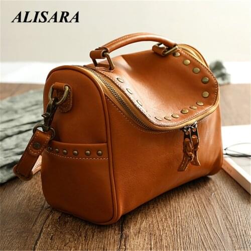 Square bag Doctor handbag for women vintage box bag Messenger Shoulder brown bag,Hand-made, simple and original design