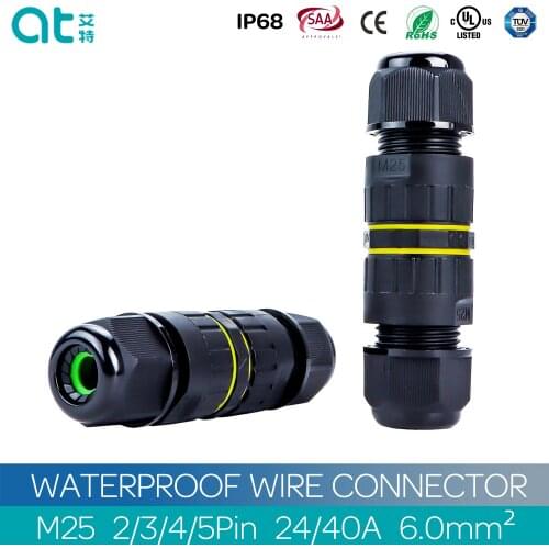 M25 IP68 Cable Waterproof Connector 2/3/4/5 Pin Terminal Adapter Screw Wire Connector for Sealed Junction Box LED Gland