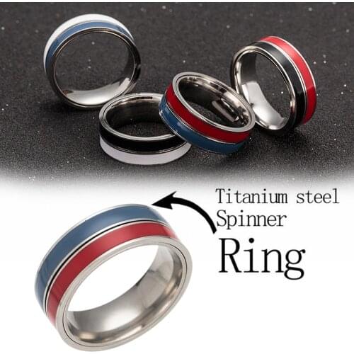 Fashion And Cool Titanium Steel Three-In-One Rotatable Two-Color Mens Ring High-Quality Rotating Punk Womens Jewelry PartyGift