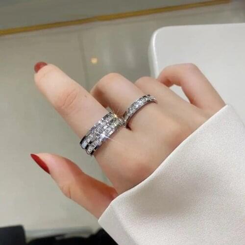 Luxury Female Crystal CZ Stone Ring Vintage Stainless Steel Women Wedding Rings Fashion Promise Yellow Gold Engagement Ring