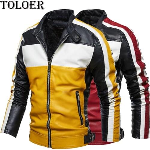 Motor Biker Leather Jackets Men Autumn Winter Vintage Motorcycle Coat Male New Fashion Patchwork PU Faux Leather Jackets Men 3XL