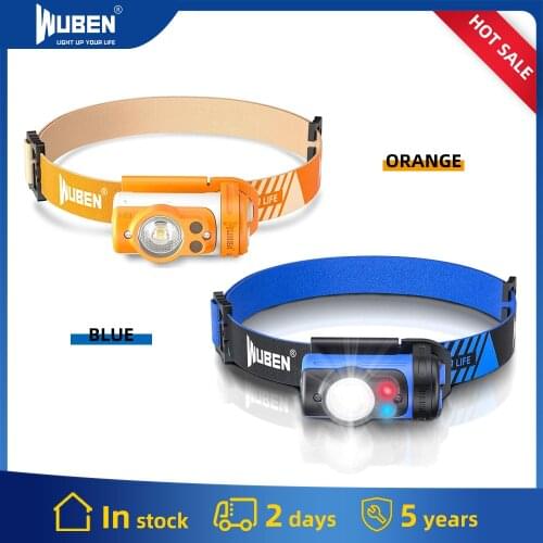 WUBEN H3 LED Headlamp 7 Working Modes 120 lumens Mini Headlamp waterproof 360 ° adjustable Light for running walking fishing