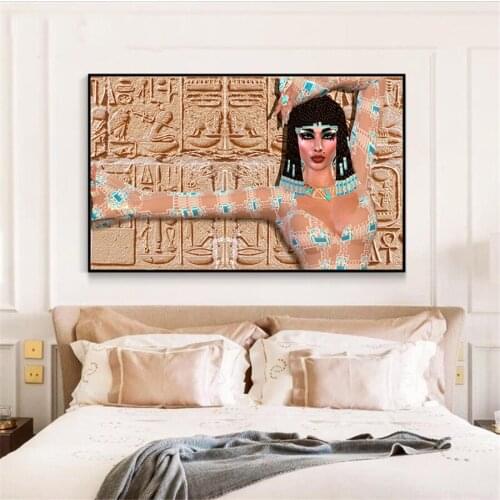 Canvas Art Printed Wall Artwork Nefertiti Egypt Queen Posters and Prints Ancient Egyptian script Home Decor Living Room Painting