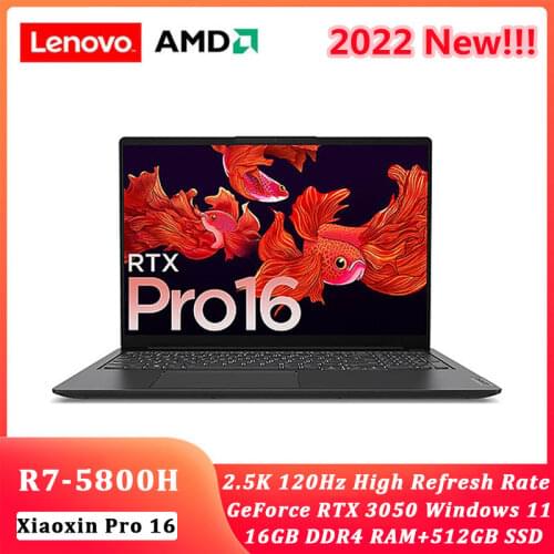 Lenovo Pro 16 Xiaoxin laptop 2021 RTX3050 AMD Ryzen 7 5800H 16inch 2.5K 120Hz 16G 512G/1TB SSD Win10 Ultraslim Backlit notebook
