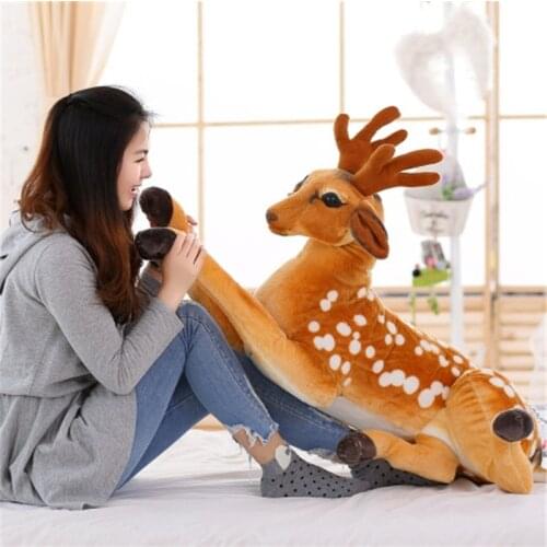 New Sitting position Simulation Deer Plush Toy pillows Staffed Sika Deer Toy for Kids Baby Doll Childrens Birthday Gift M027