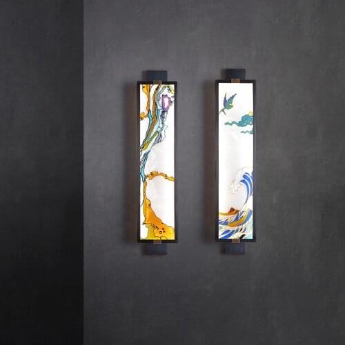 New Chinese Style wall lamp Living Room Background Wall Decoration Modern led light Bedroom Enamel Color Vintage Wall sconce