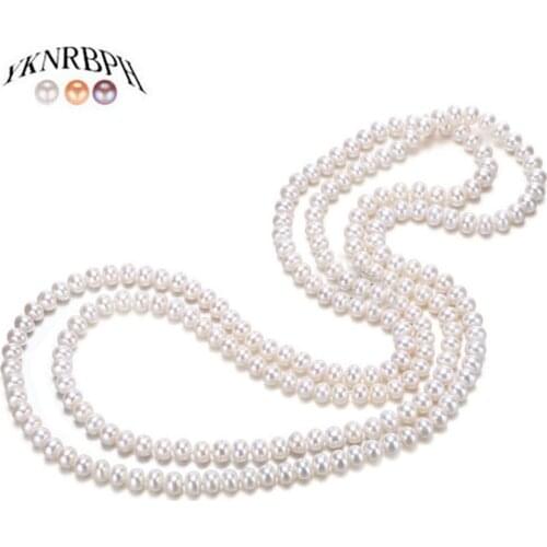 YKNRBPH Womens Freshwater Pearl Necklace Bride Weddings Gift Fine Jewelry Pearl Sweater Chains