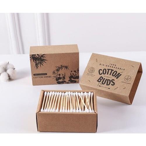 100/200PCS New Disposable Cotton Swabs Natural Bamboo Double Tipped Cotton Wood Sticks Ear Sticks Nose Ears Cleaning Tool
