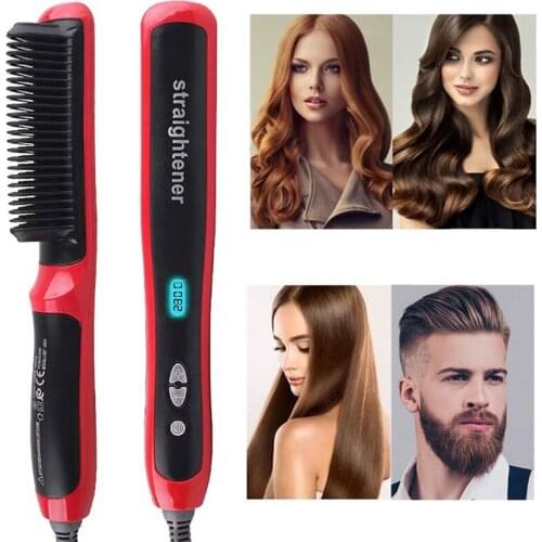 Electric Hot Heating Comb Men Beard Straightener Comb Hair Straightener Hair Curler Multifunctional Straightening Iron Dropship