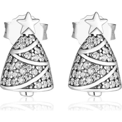 Earring For Women Brincos Sterling-Silver-Jewelry Twinkling Christmas Tree Earring Silver 925 Brinco Para as Mulheres Oorbellen