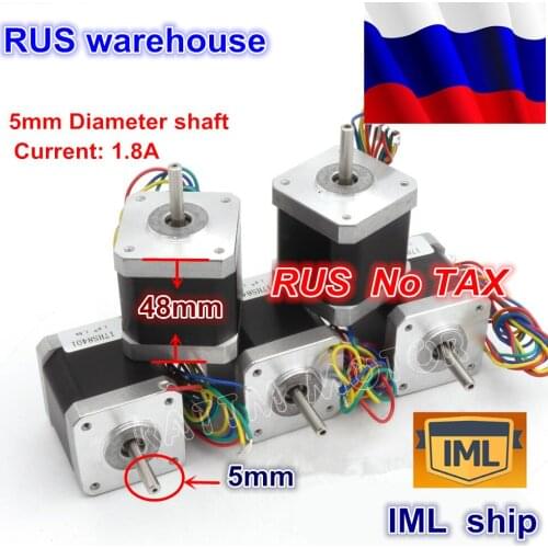 RU ship 5pcs 17HS8401 NEMA17 48mm Length 78Oz-in CNC stepper motor stepping motor/1.8A 12-24VDC For CNC Router and 3D printer