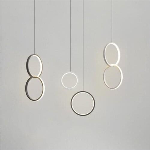 Modern Simple Acrylic Ring Led Drop Lamp Bed Room Bedside Fashion Metal Bright Drop Suspension Light 2659