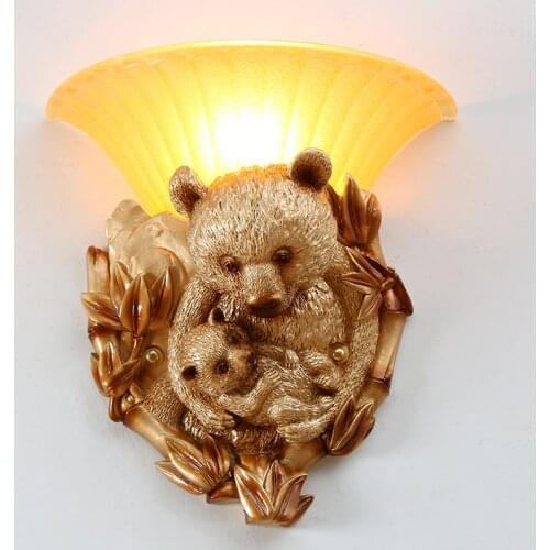 Modern Gold Panda Wall Lamp Nordic Bear Glass Sconce Wall Lights for Home Decor Bedroom Bathroom Lighting Mirror Light Fixtures