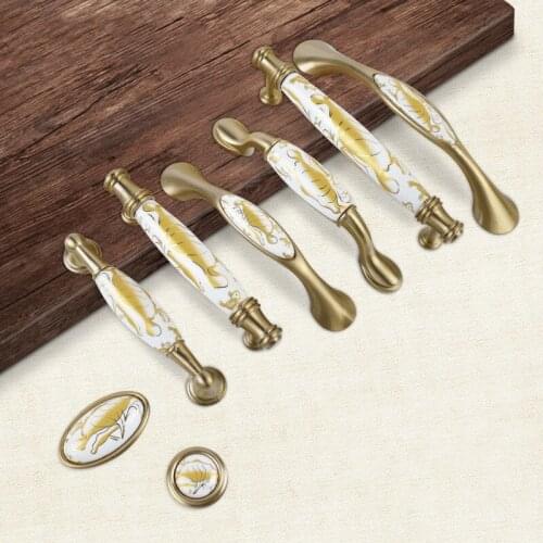 Antique Ceramic Cabinet Handles Chinese Vintage Drawer Knobs Wardrobe Drawer Pulls Door Handles European Furniture Hardware