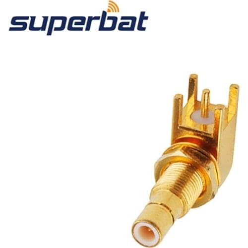 Superbat SMB Plug PCB Mount Right Angle Bulkhead RF Coaxial Connector Goldplated