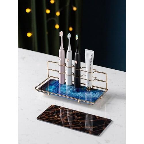 Light Luxury Bathroom Desktop Tabletop Marble Cup Holder Toilet Cosmetics Jewelry Storage Rack Bathroom Home Decoration