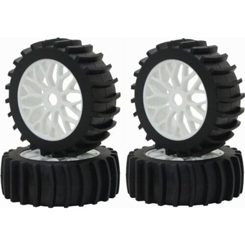 Y spoke white 4Pcs Tires&white Wheel Rim 17mm For HPI Kyosho MP9 1:8 RC Buggy Off-Road RC Car
