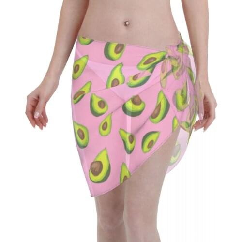 Women Beach Bikini Cover Up Avocado Pink Wrap Skirt Sarong Scarf Beachwear Bathing Suit Beachwear Swimsuits