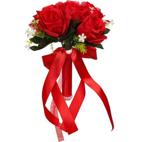 Wedding Artificial Flowers Bouquet Bride Bridal Bouquets Bridesmaid Fake Rose Holding Hnad Flowers For Wedding