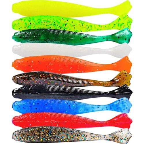10PCS/Pack Soft Rubber Fishing Lure Baits Paddle Tail Cannibal Shads Jelly Lures Artificial Tackle Soft Swimbait