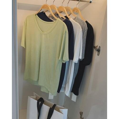 2021 Womens Cool Cotton See Through V Neck Basic Oversize T-shirt Top Y2k Za Woman Clothes Shirt Blouses Summer Tee Cottagecore