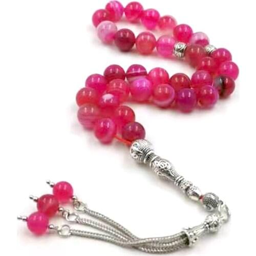 2021 style tasbih Muslim Rosary Natural agates stone Tasbih for March 8 prayer gift beads 33 66 99beads