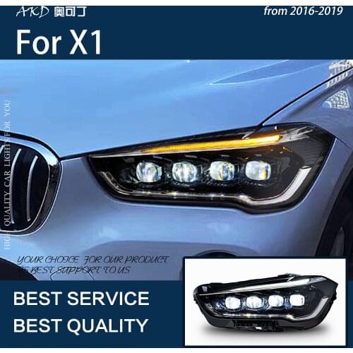 AKD Car Styling for BMW X1 2016-2019 LED Headlight Crystal Head Lamp 8 High projector Lens Fluid Steering Headlight Assembly