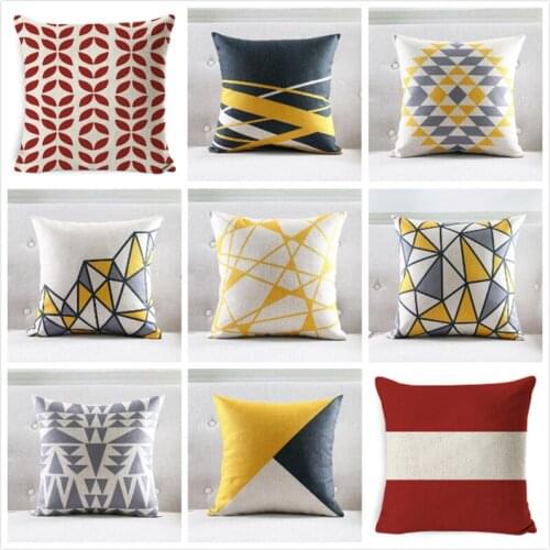 Nordic Style Cushion Cover Gray Yellow Red Decorative Pillows Geometric Cushions Covers Home Decor Throw Pillow Case 45*45cm