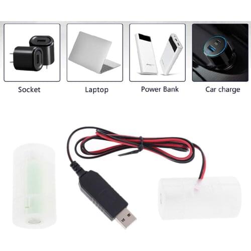 D Battery Eliminator USB Power Supply Cable Can Replace 1 to 4pcs LR20 D Battery for Gas Cooker Torch and more