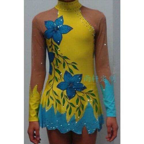 Crystal Custom Child Gymnastics Competition Dress Beautiful New Brand Vogue Figure Skating Dresses For Competition G2842