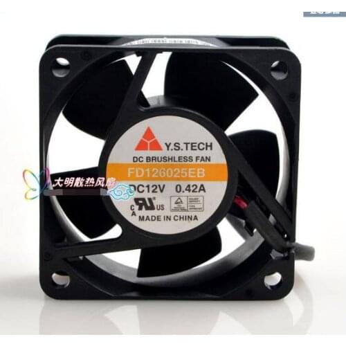 Y.S TECH FD126025EB DC 12V 0.42A 60x60x25mm 2-Wire Server Cooling Fan
