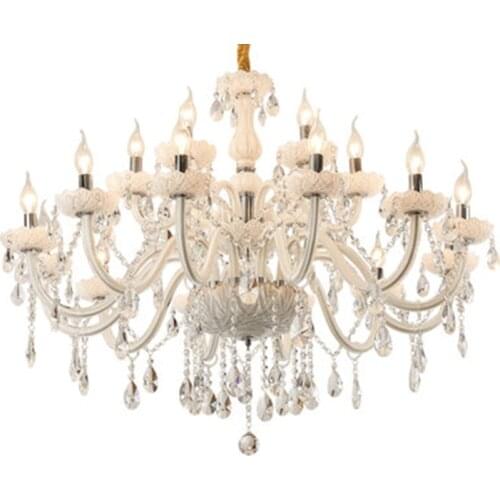 European Style White Crystal Chandeliers Modern LED Chandeliers For Living Room lustres de sala de cristal Wedding decoration