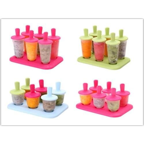 6 Cell Ice Cream Tools Frozen Ice Cream Lolly Juice Maker Pop Mold Mould Popsicle Yogurt Ice box