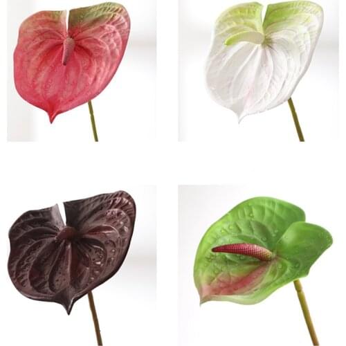 1pc Fake Anthurium Artificial Flowers Bouquet Bonsai Wedding Decoration Arrangement Table Living Room Decor Flores Artificiales
