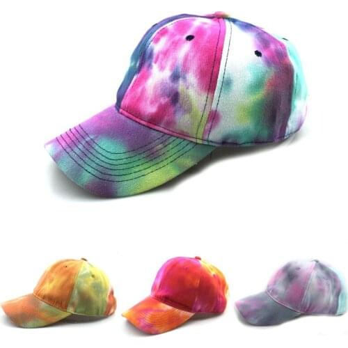 2020 Women Men Hat Curved Sun Visor Light Board Tie-dyed Baseball Cap Men Cap Outdoor Sun Hat Adjustable Sports Caps In Summer