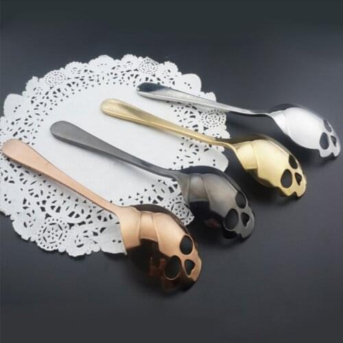Coffee Spoon Stainless Steel Drinkware Western-Style Food Tableware Lce Cream Spoons Creative Skull Teaspoons