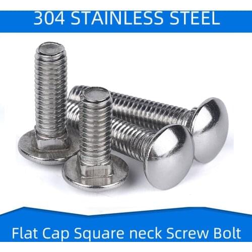 304 Stainless Steel Cap Head Screw Bolt with Square neck Dome Head Screws Fastener for Storage Rack M4 M5 M6 M8 M10 M12