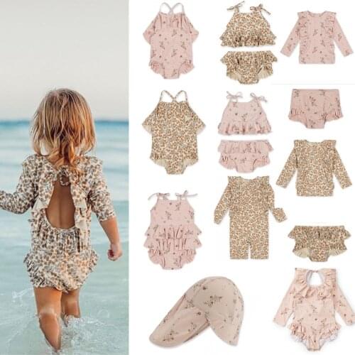 Floral Printed Boys Girls Swimwear Kids Beach Wear KS Brand Summer Baby Bikinis Set Child Swimsuit Toddler Bikini Swimming Suit