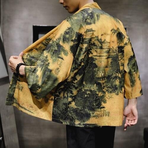 Openstitch Jacket Men Summer Loose Chinese Style Streetwear Kimono Cardigan Coats Chamarras Para Hombre M-5XL